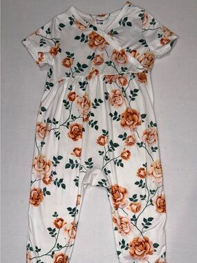 PatPat White Baby Romper with Peach Rose Print 12-18 month NWOT